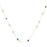 Mala Necklace Silver Gold Turquoise