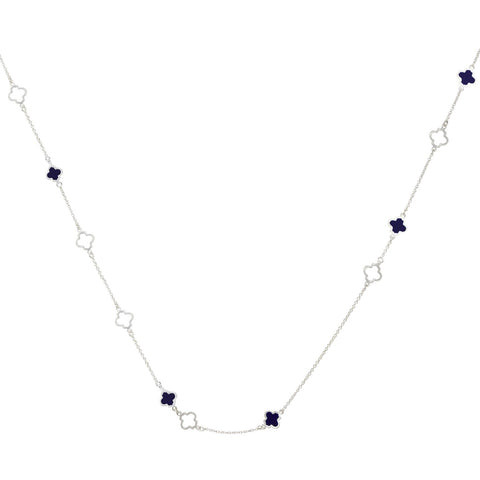 Mala Necklace Silver Navy