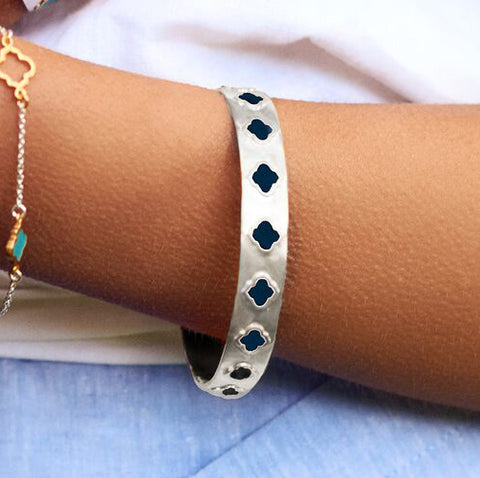 Jaali Bangle Silver Navy