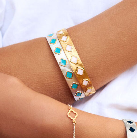 Jaali Bangle Silver Gold Turquoise