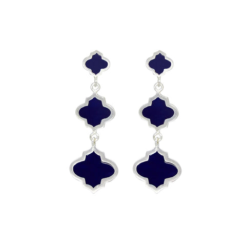 Jaali Earrings Silver Navy