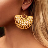 Jaali Basket Earring Gold Blush