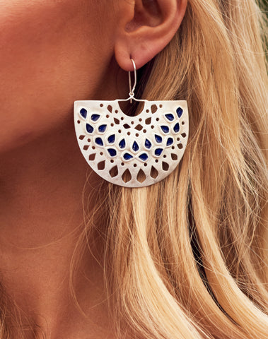 Jaali Basket Earring Navy