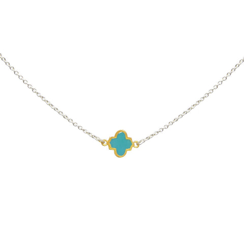 Trellis Necklace Silver Gold Turquoise