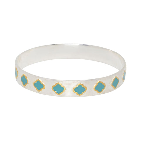 Jaali Bangle Silver Gold Turquoise