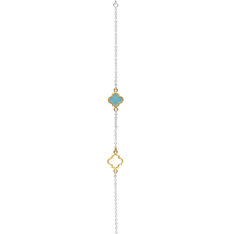 Mala Chain Bracelet Silver Gold Turquoise